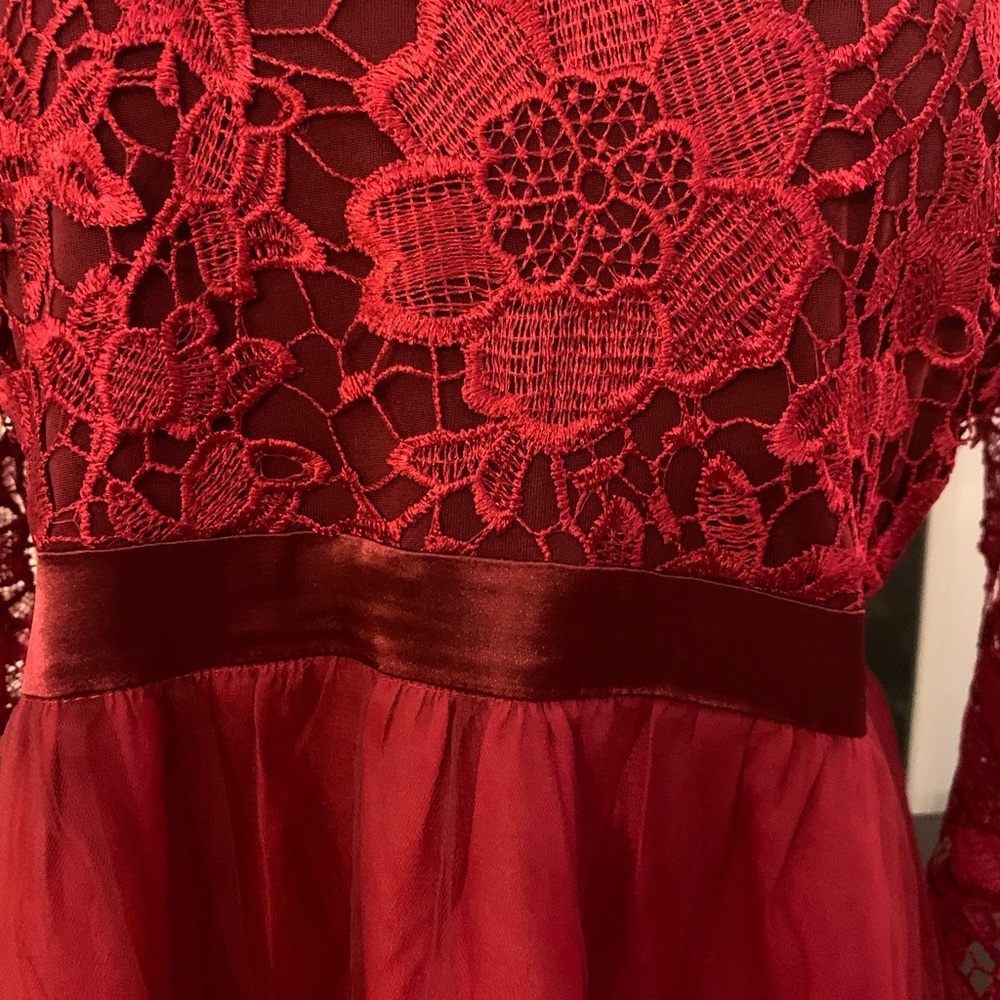 5 for $30. Lovely Deep Red Empire Waist Gown - Picture 7 of 16